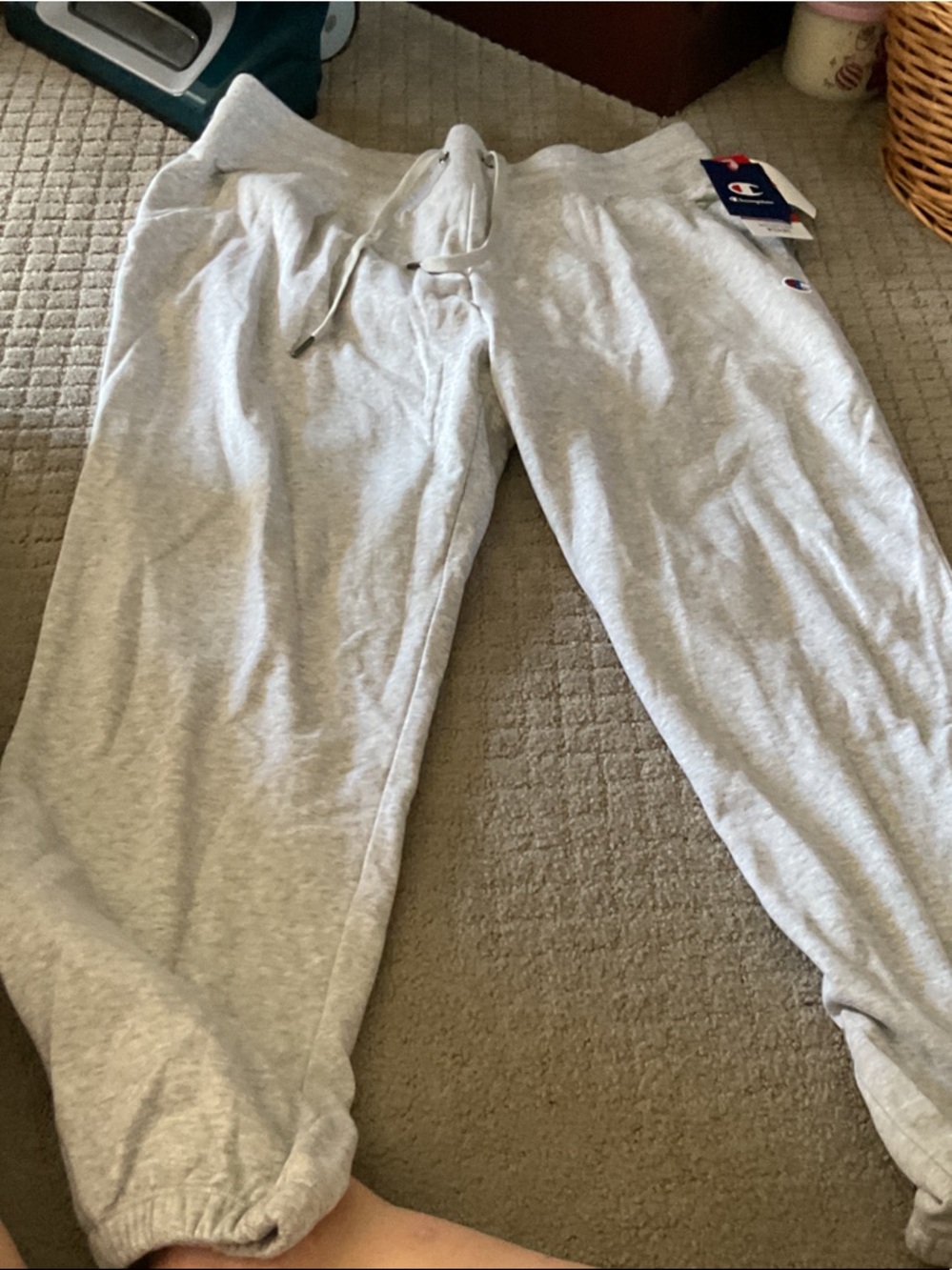 Champion Light Gray Fleece Joggers with Drawstring